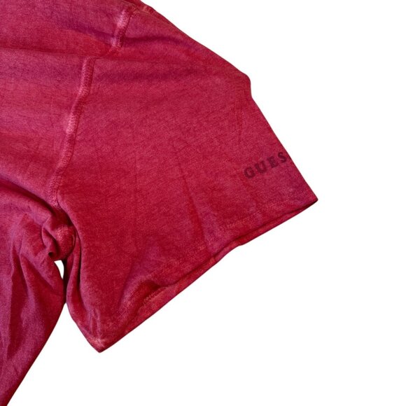 GUESS Los Angeles Shirt Mens Large Red V Neck Pima Cotton Short Sleeve Tee Soft - Picture 6 of 9